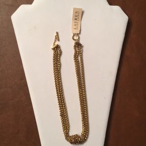 NWT Ralph Lauren gold tone knot necklace 7” long